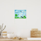 Regen van bloemen poster (Keuken)