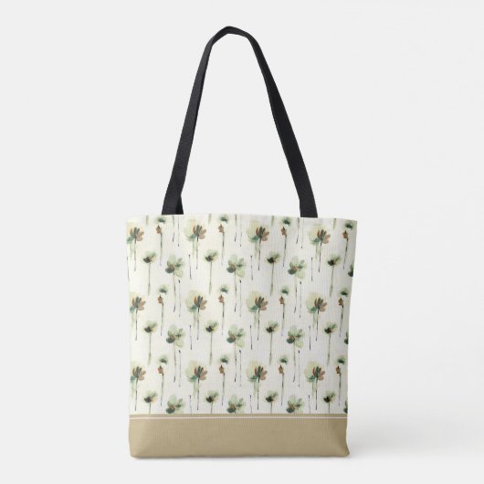 Regen van White Flowers Monogram | Canvas tas (Achterkant)