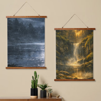 Regen & Waterval Twee-Scène Wandtapijt Set Hangend Wandkleed