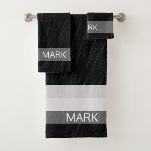 Regen zwart-wit patroon, monogram bad handdoek