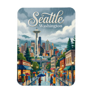 Regenacht in Seattle Washington Magneet