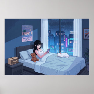 Regenacht kamer poster