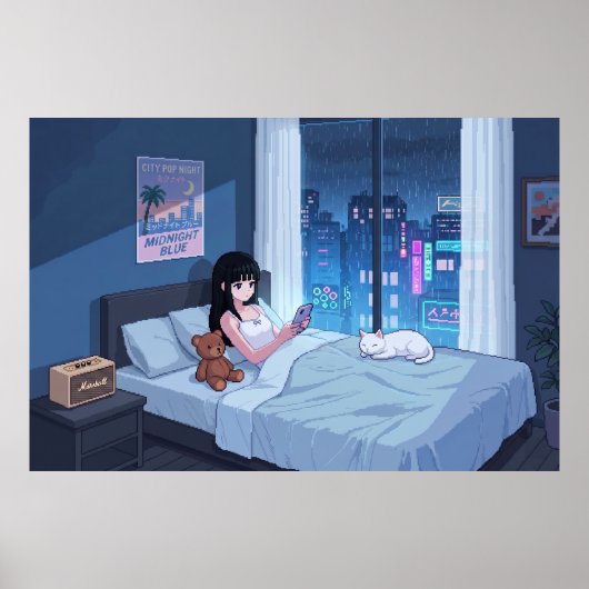 Regenacht kamer poster (Voorkant)