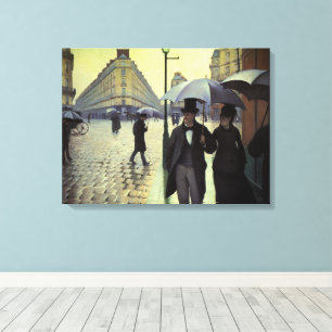 Regenacht op de Boulevard des Italiens door Gustav Canvas Afdruk