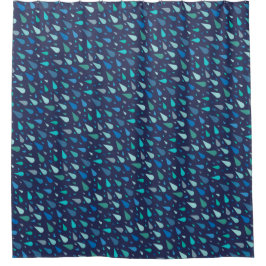 Regenachtig dagpatroon met blauwe regendruppels douchegordijn