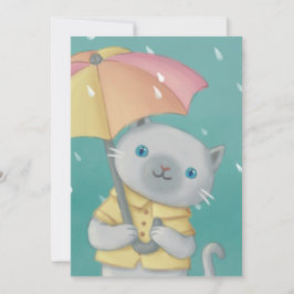 Regenachtige Dag: Kat & Paraplu Illustratie Kaart