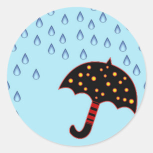 regenachtige dag met paraplu ronde sticker
