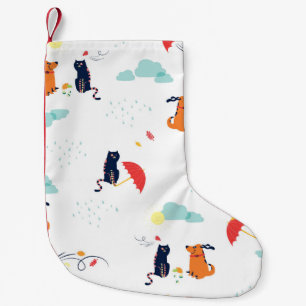 Regenachtige Dag Vrienden: Kat Hond Kleine Kerstsok