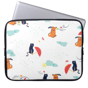 Regenachtige Dag Vrienden: Kat Hond Laptop Sleeve