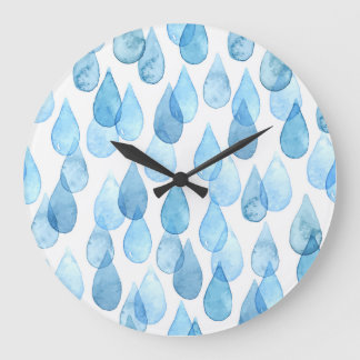 Regenachtige dagen: Waterverf Pattern Grote Klok