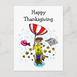 Regenachtige en Winderige Prettig Thanksgiving Briefkaart