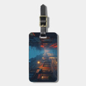 regenachtige nachtstraat bagagelabel (Voorkant verticaal)