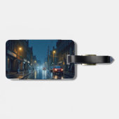 regenachtige nachtstraat bagagelabel (Achterkant horizontaal)