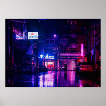 regenachtige straten 's nachts in Tokyo, Japan