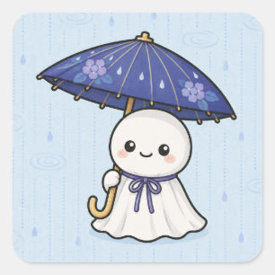Regenachtige Teru Teru Bozu Vierkante Sticker