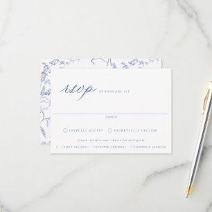 Regenblauw Floral maal Choice Wedding RSVP Kaartje
