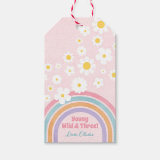 Regenboem Bloemen Retro Verjaardag Favorieten Fees Cadeaulabel