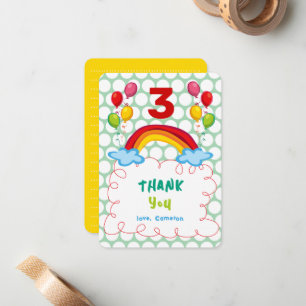 Regenbogen & Ballonnen Leuk Kind Verjaardag Dank u Notitiekaartje