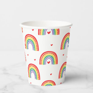 Regenbogen en harten verjaardagsfeestje papieren bekers