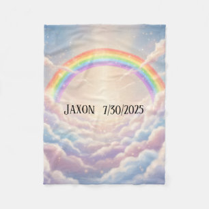 Regenbogen en wolken - Persoonlijke kleurrijke cut Fleece Deken
