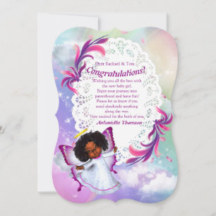 Regenbogen, Fluffy wolken & Vlinder Congrats kaart