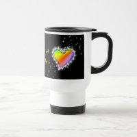 Regenbogen-Herz mit Sternchen auf schwarz