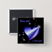 Regenbogen-Herz mit Sternchen auf schwarz Vierkante Button 5,1 Cm (Voorkant /achterkant)