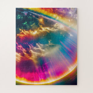 Regenbogen Licht Schijnen Van Wolken In Sterrenhem Legpuzzel