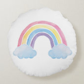 Regenbogen mit Wolken | personalisierbares Rond Kussen (Achterkant)