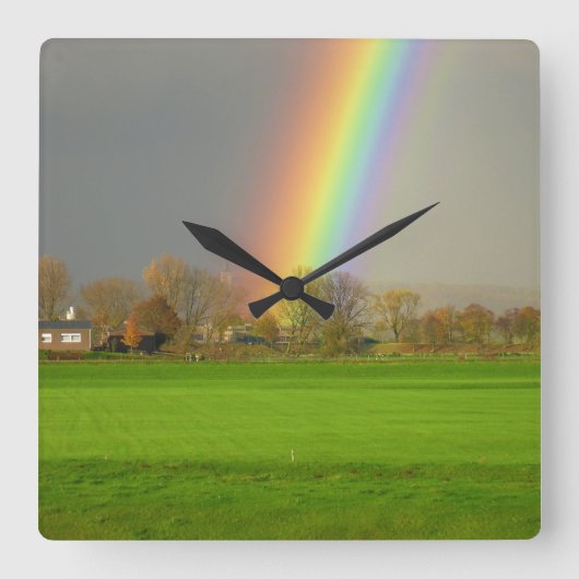 Regenbogen nach dem Sturm-Uhr! Vierkante Klok (Voorkant)