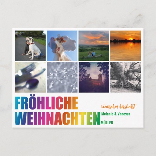 Regenbogen Weihnachtspostkarte Postkarte Briefkaart (Voorkant)