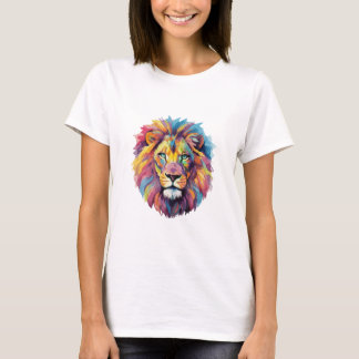 Regenbogen Wolf Aquarell Portrait T-shirt