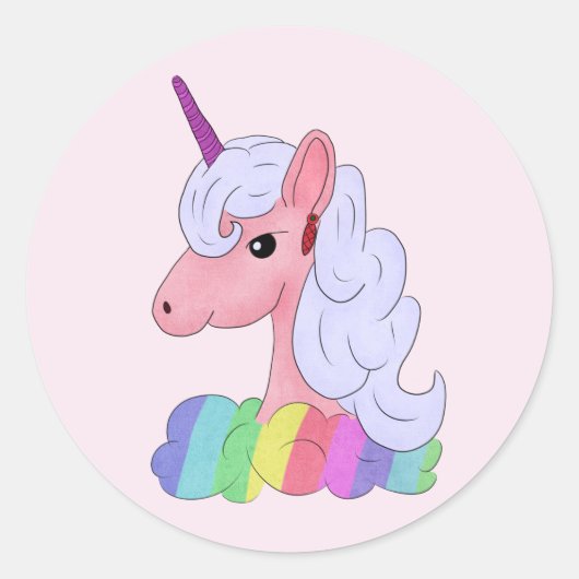 Regenbogeneinhorn ronde sticker (Voorkant)