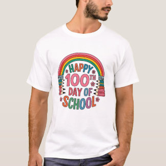 Regenboog 100 dagen school Gelukkige 100ste dag va T-shirt