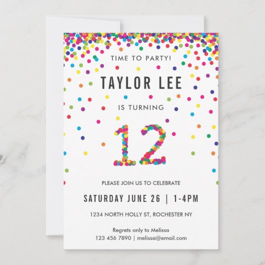 Regenboog 12 jaar oude verjaardag, 12e verjaardag kaart (Voorkant)