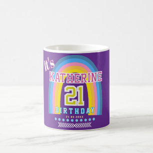 Regenboog 21 Verjaardag Paars Koffiemok