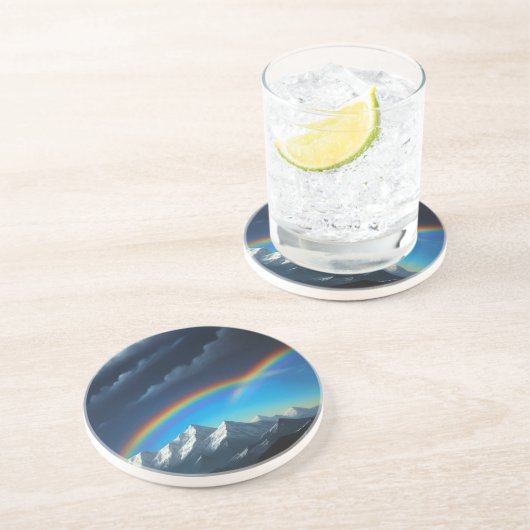 Regenboog aan de hemel zandsteen onderzetter (Zijkant)