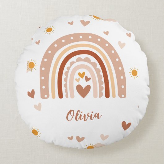 Regenboog Aangepast Bohemen Rond Kussen (Voorkant)
