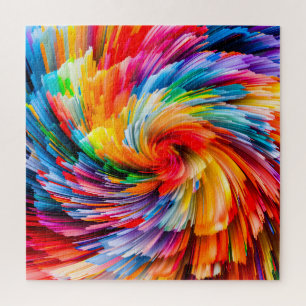 Regenboog Abstract Levendige Draaikolk Modern Legpuzzel