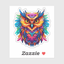 Regenboog Abstract Uil Kleurrijke Waterverf Kunstw Sticker