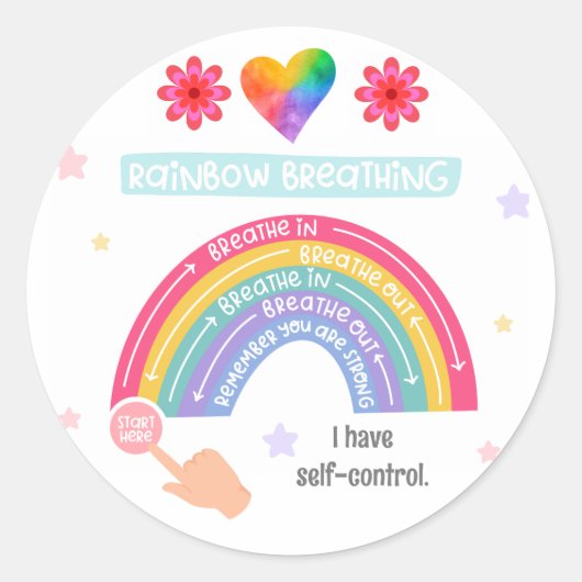 Regenboog Ademhalingsoefening voor kalmerende hoek Ronde Sticker (Voorkant)