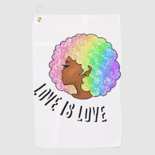regenboog afro lgbtq liefde is liefde trots zwart  golfhanddoek