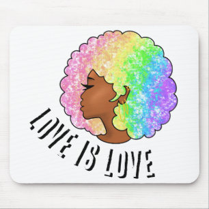 regenboog afro LGBTQ liefde is liefde trots zwart Muismat
