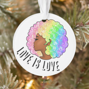 regenboog afro lgbtq liefde is liefde trots zwart  ornament