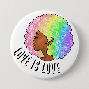 regenboog afro LGBTQ liefde is liefde trots zwart Ronde Button 7,6 Cm