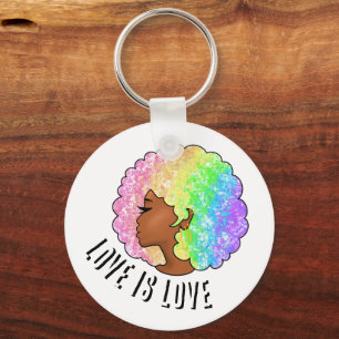 regenboog afro LGBTQ liefde is liefde trots zwart Sleutelhanger