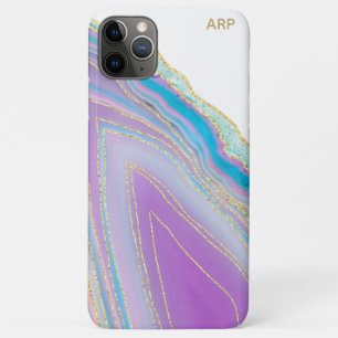 *~* Regenboog Agaat - Gouden Glitter Aderen Pastel iPhone 11 Pro Max Hoesje