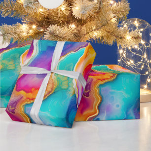 Regenboog Agate Levendig Abstract Steenpatroon Cadeaupapier