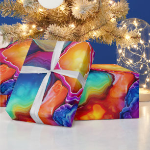 Regenboog Agate   Levendig Abstract Steenpatroon Cadeaupapier