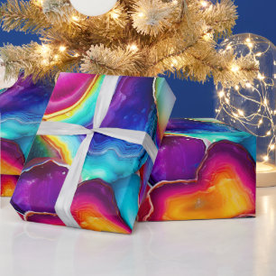Regenboog Agate   Levendig Abstract Steenpatroon Cadeaupapier